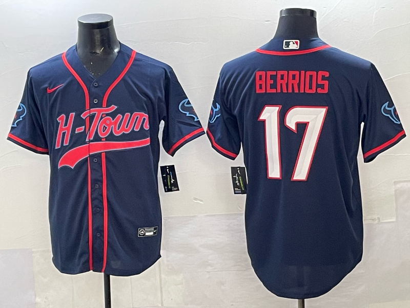 Men Houston Texans #17 Berrios blue Nike Limited NFL 2025 Jersey 005